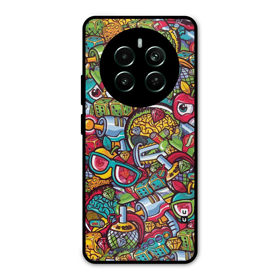 Retro Diamond Design Metal Back Case for Realme 12 Pro Plus