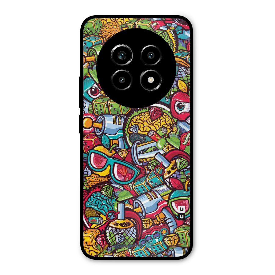 Retro Diamond Design Metal Back Case for Realme 14 Pro Lite