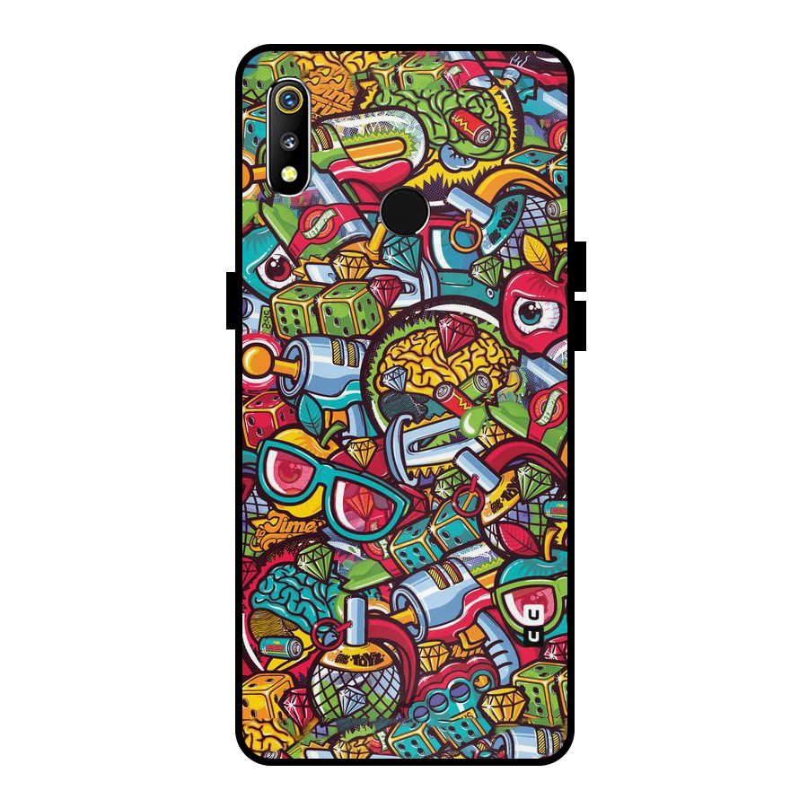Retro Diamond Design Metal Back Case for Realme 3i