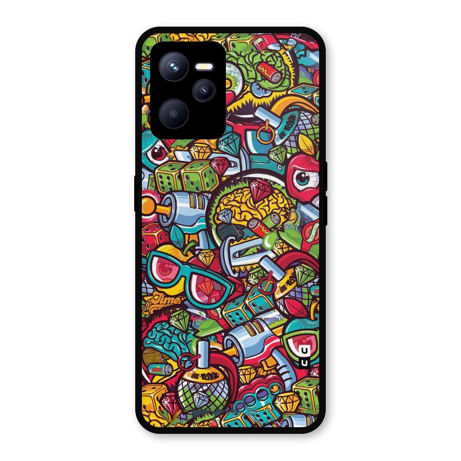 Retro Diamond Design Metal Back Case for Realme C35