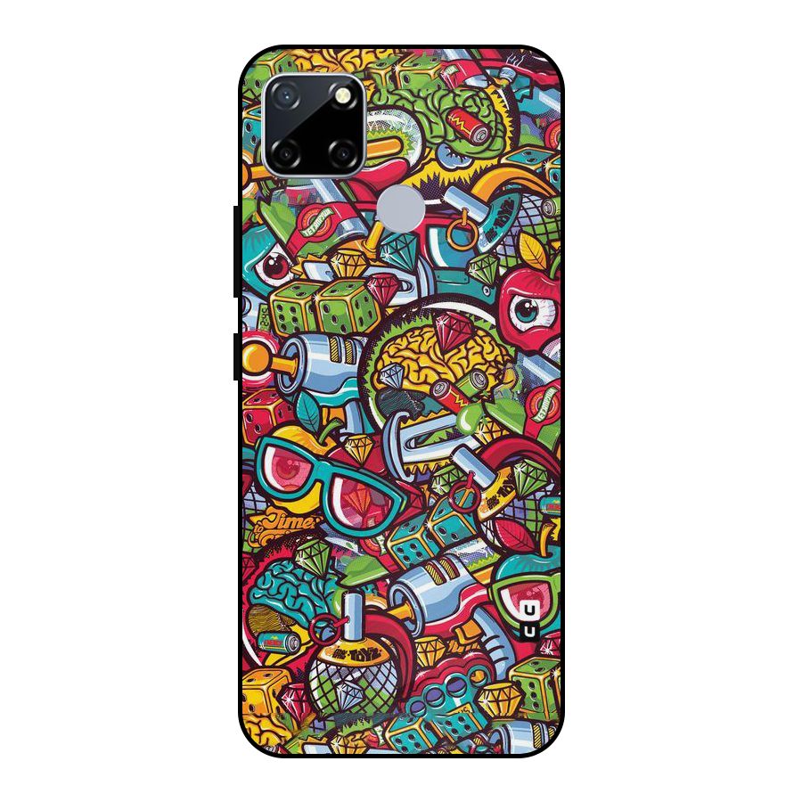 Retro Diamond Design Metal Back Case for Realme Narzo 30A