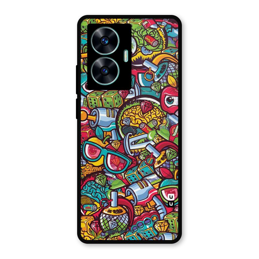 Retro Diamond Design Metal Back Case for Realme Narzo N55