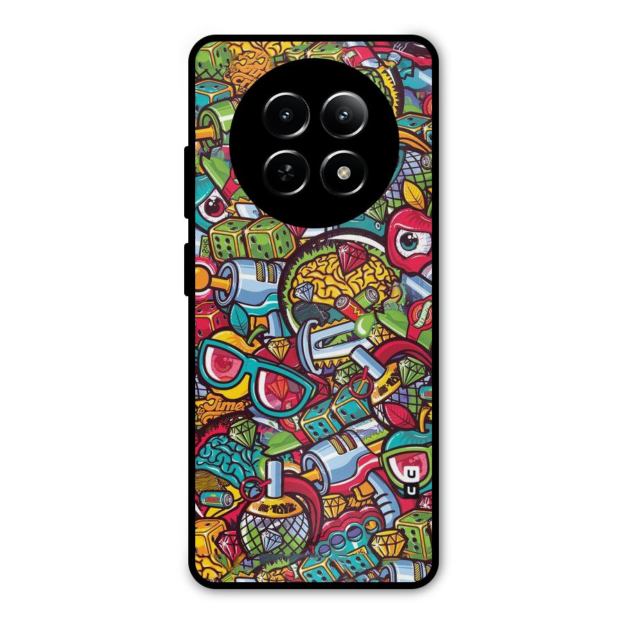 Retro Diamond Design Metal Back Case for Realme Narzo N65