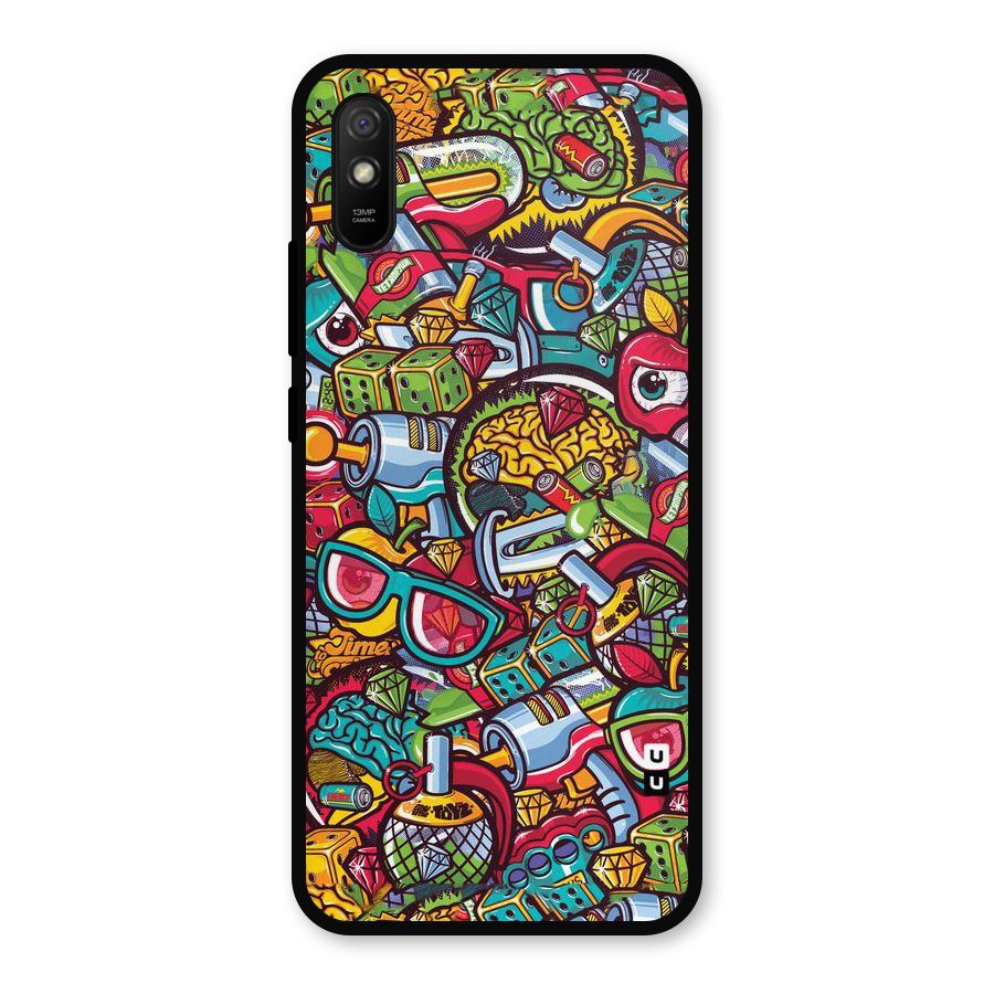 Retro Diamond Design Metal Back Case for Redmi 9i