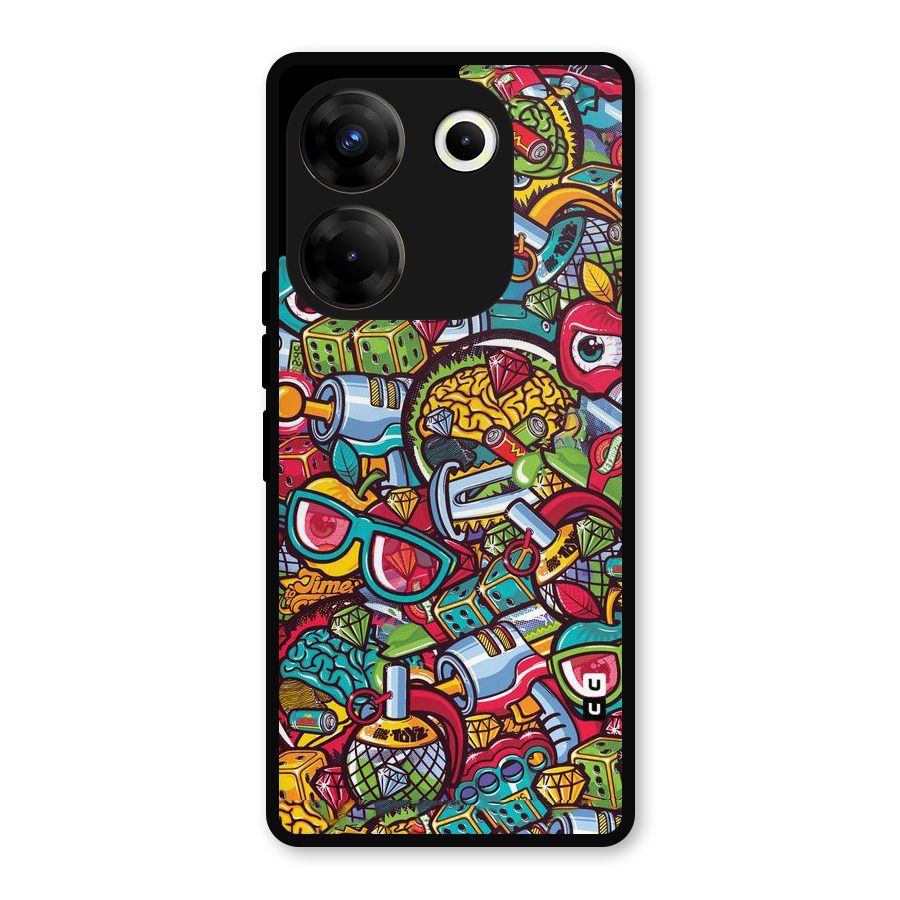 Retro Diamond Design Metal Back Case for Tecno Camon 20