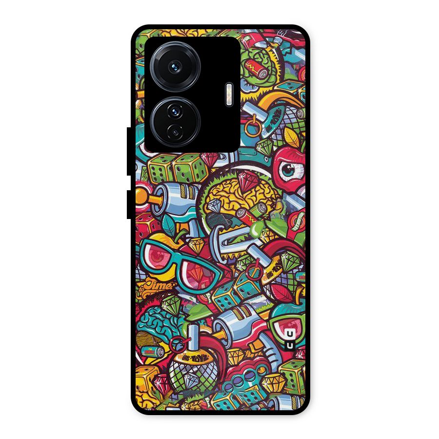 Retro Diamond Design Metal Back Case for Vivo T1 Pro