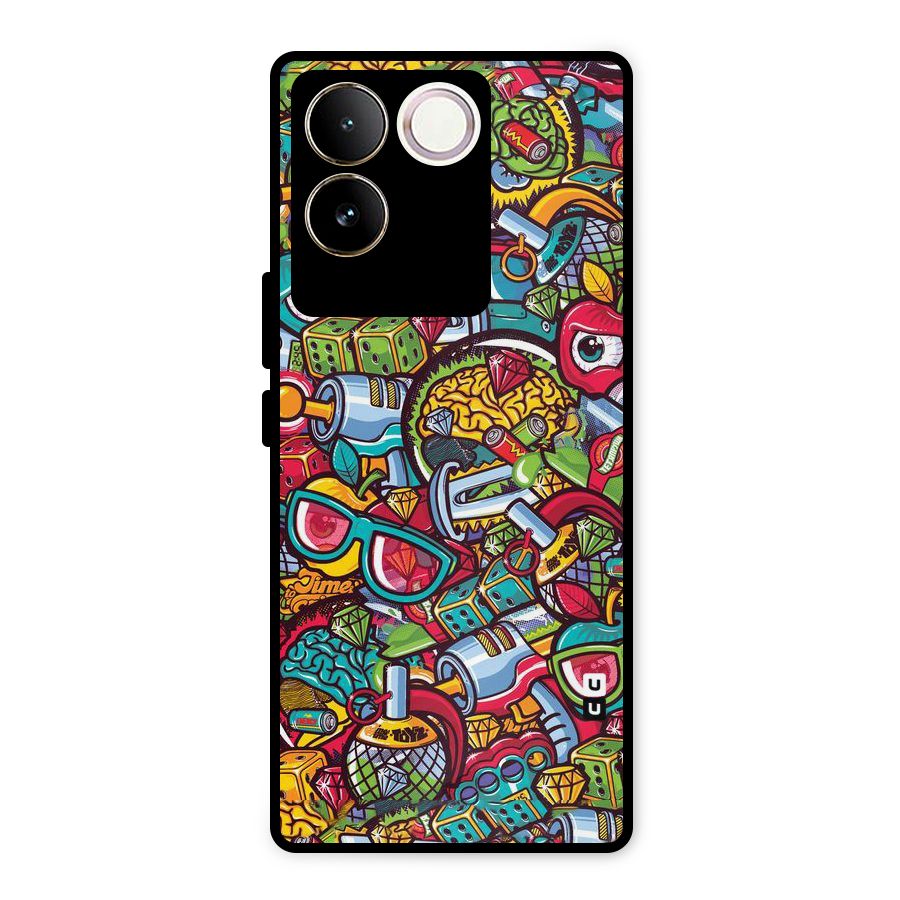 Retro Diamond Design Metal Back Case for Vivo T2 Pro