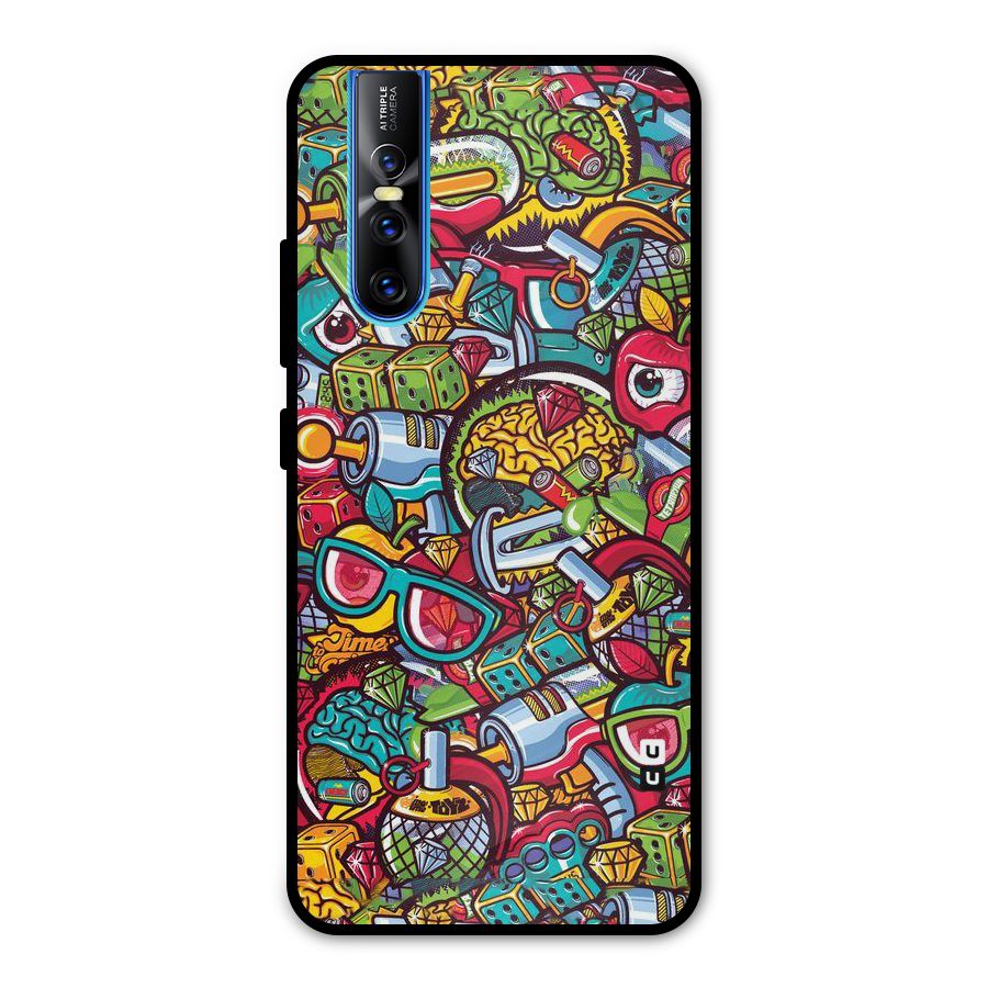 Retro Diamond Design Metal Back Case for Vivo V15 Pro