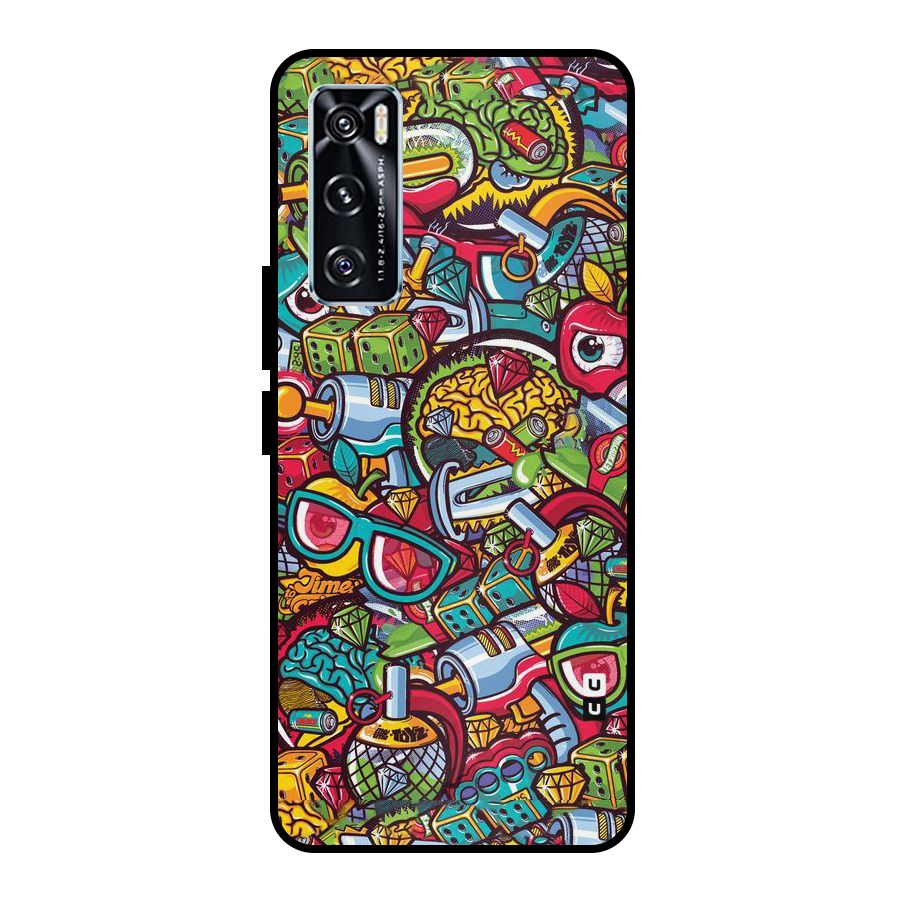 Retro Diamond Design Metal Back Case for Vivo V20 SE
