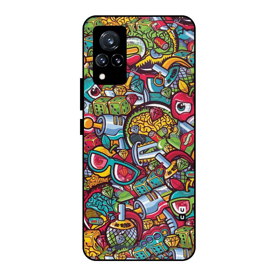 Retro Diamond Design Metal Back Case for Vivo V21 5G