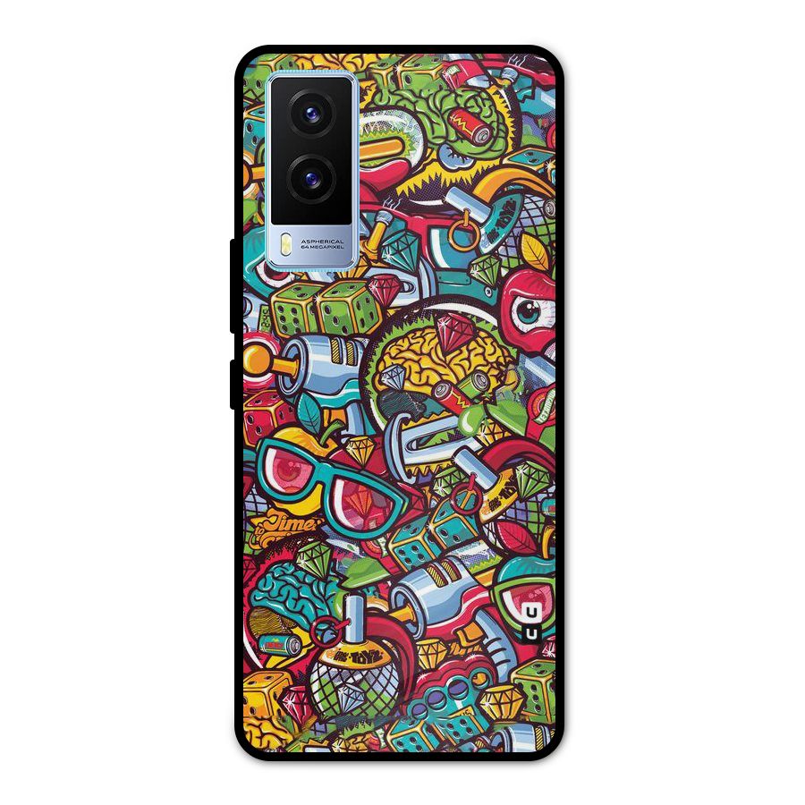 Retro Diamond Design Metal Back Case for Vivo V21e 5G