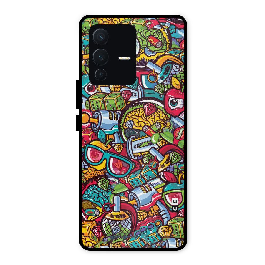 Retro Diamond Design Metal Back Case for Vivo V23 5G
