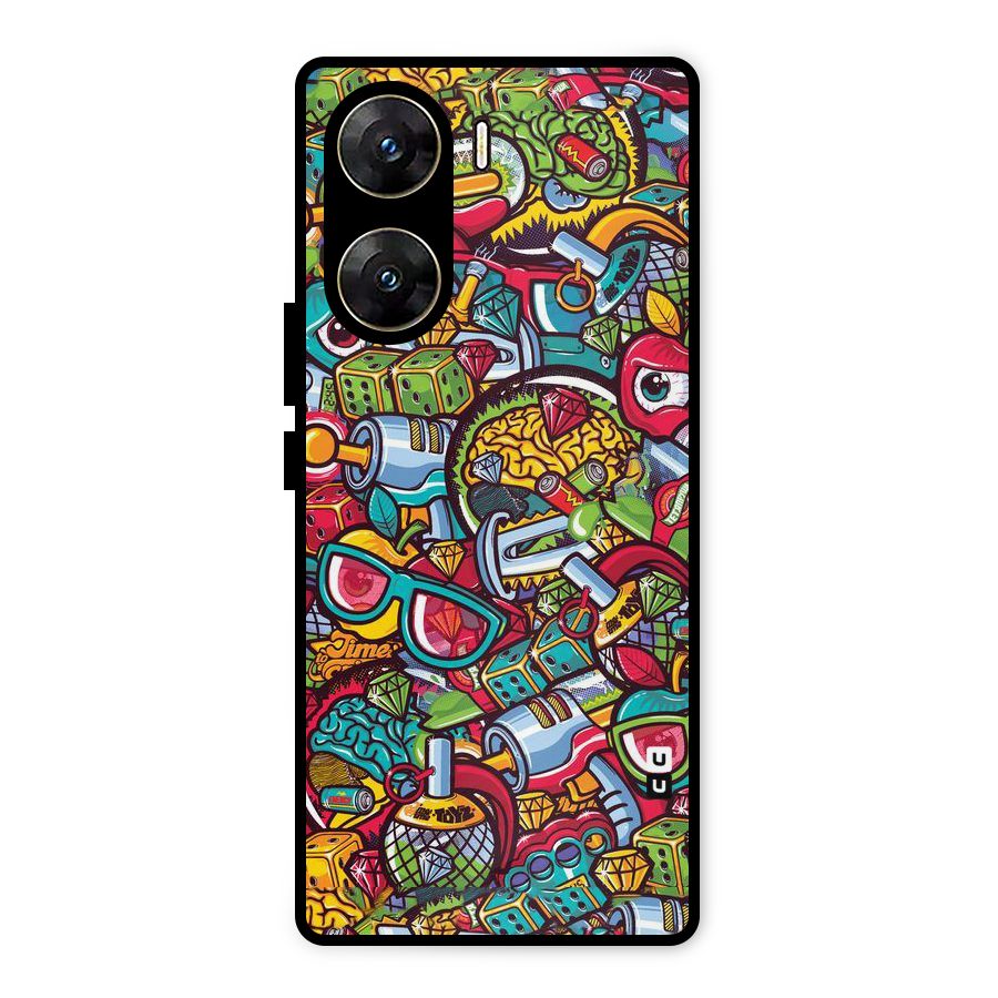 Retro Diamond Design Metal Back Case for Vivo V29e