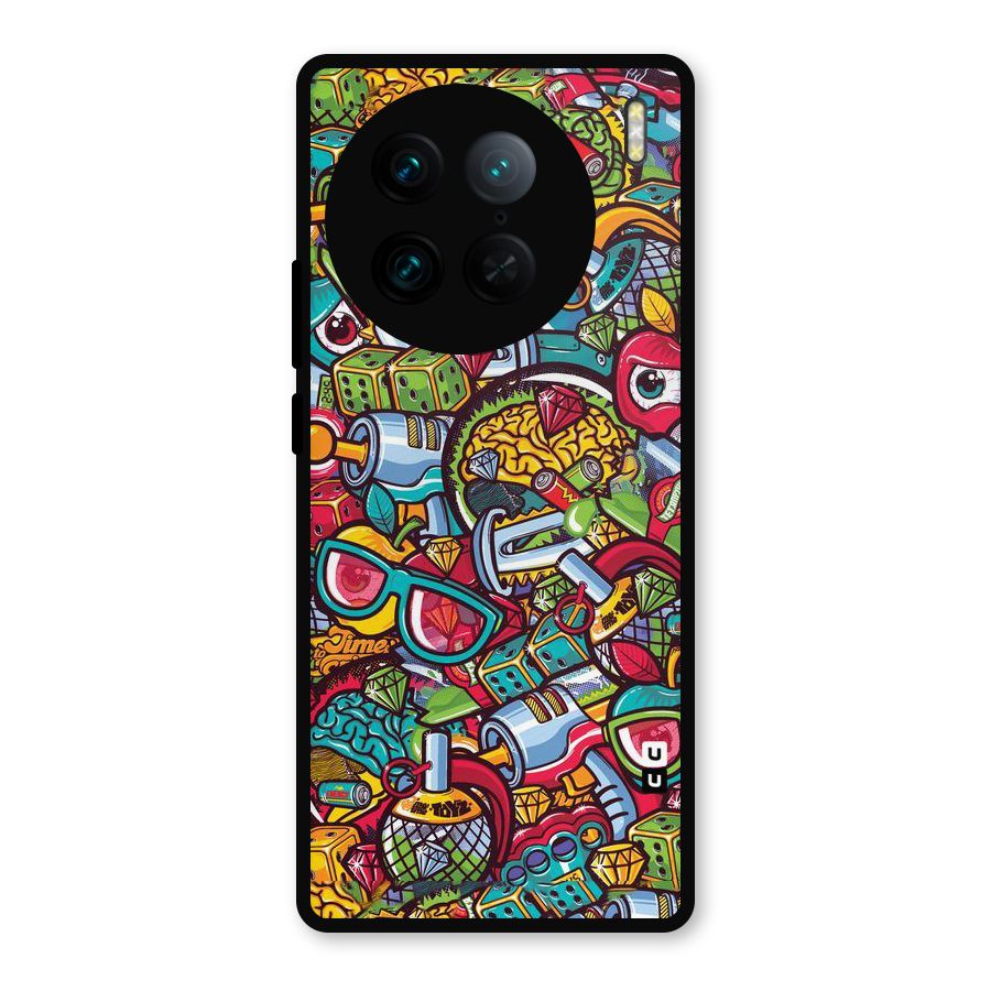 Retro Diamond Design Metal Back Case for Vivo X90 Pro