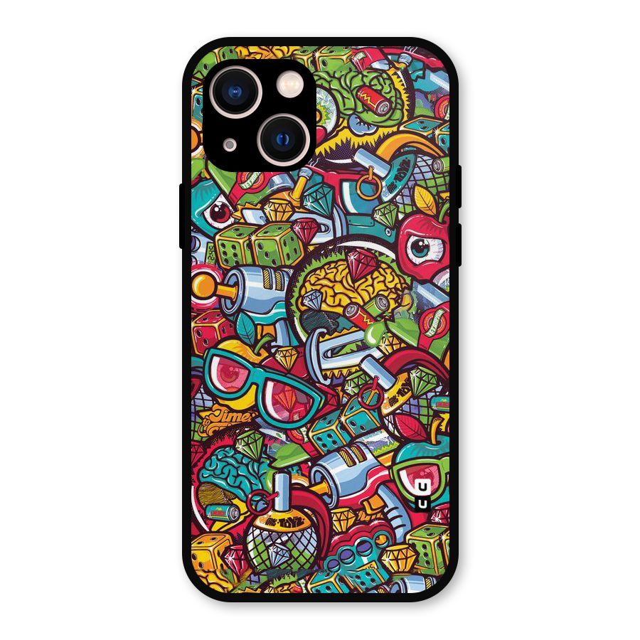 Retro Diamond Design Metal Back Case for iPhone 13