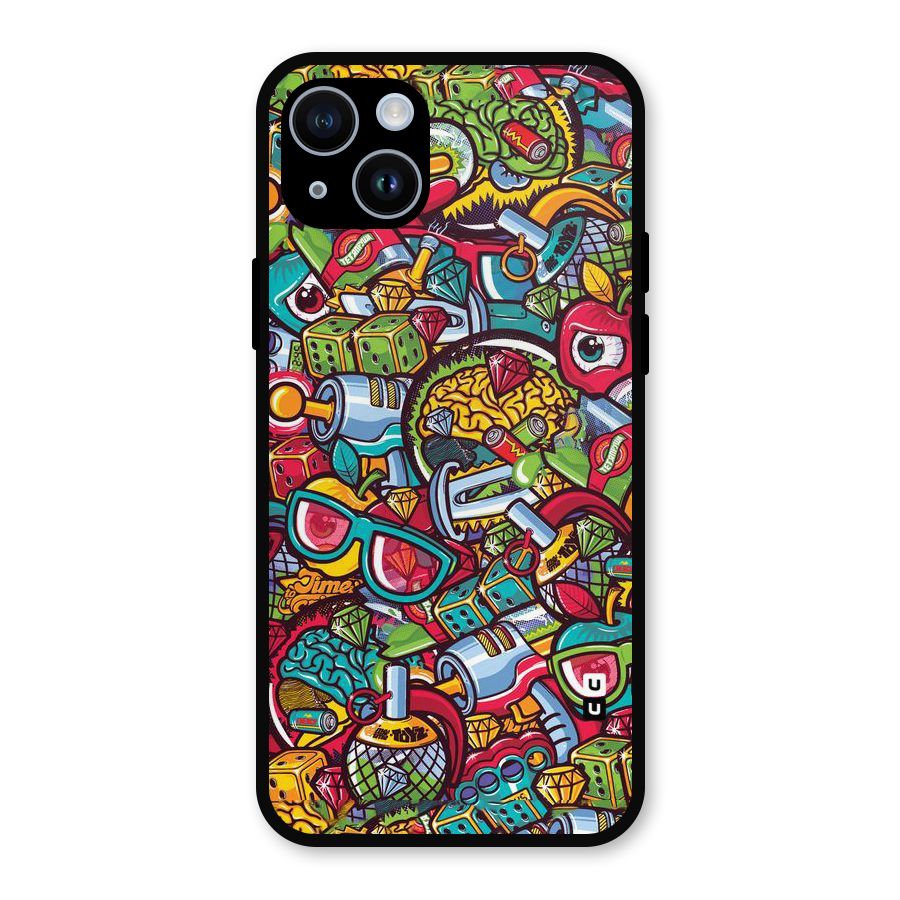 Retro Diamond Design Metal Back Case for iPhone 14
