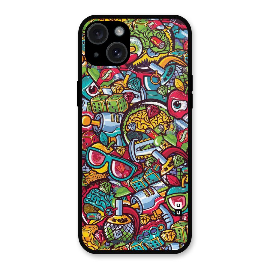 Retro Diamond Design Metal Back Case for iPhone 15 Plus