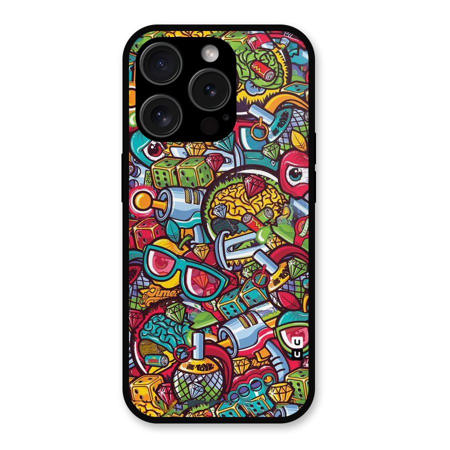 Retro Diamond Design Metal Back Case for iPhone 15 Pro