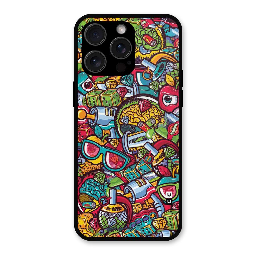Retro Diamond Design Metal Back Case for iPhone 15 Pro Max