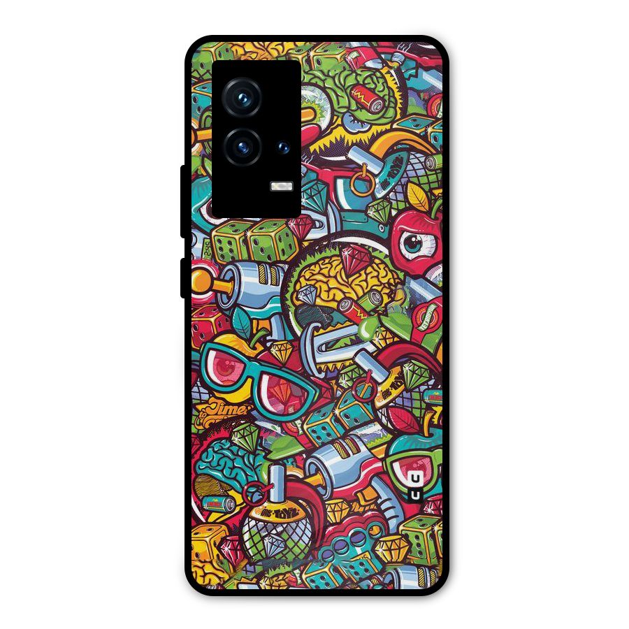 Retro Diamond Design Metal Back Case for iQOO 9 5G