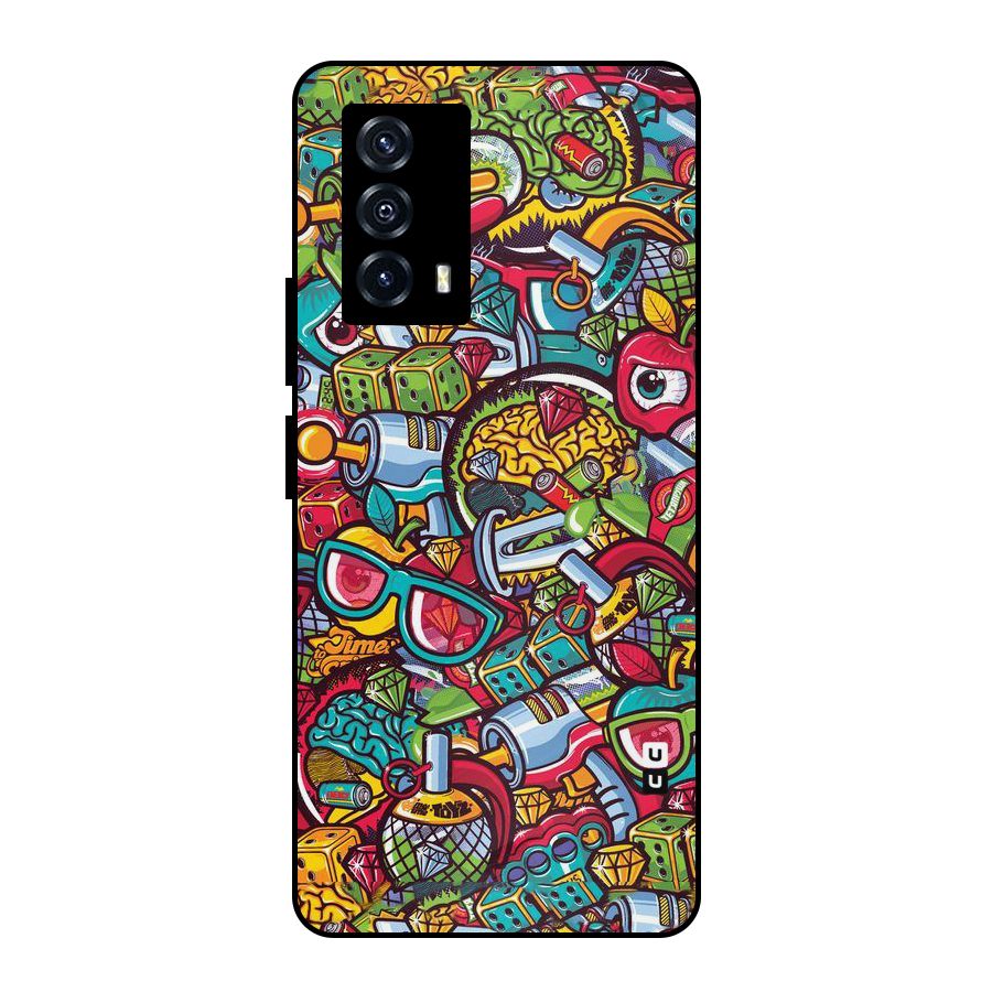 Retro Diamond Design Metal Back Case for iQOO Z5