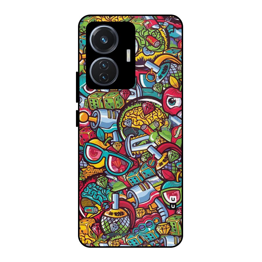 Retro Diamond Design Metal Back Case for iQOO Z6 44W