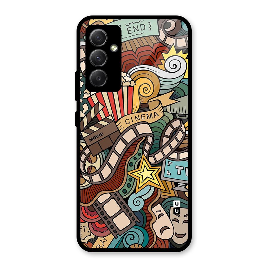 Retro Doodle Art Glass Back Case for Galaxy A34