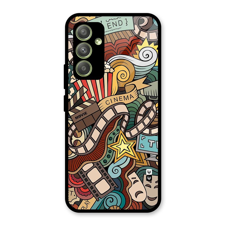 Retro Doodle Art Glass Back Case for Galaxy A54