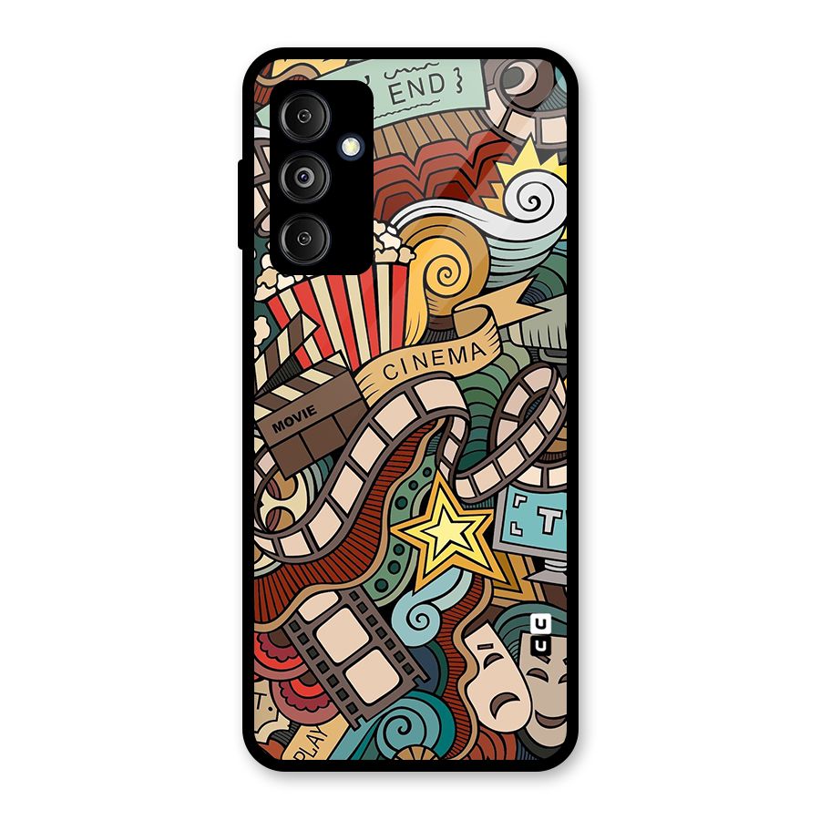 Retro Doodle Art Glass Back Case for Galaxy M14 5G