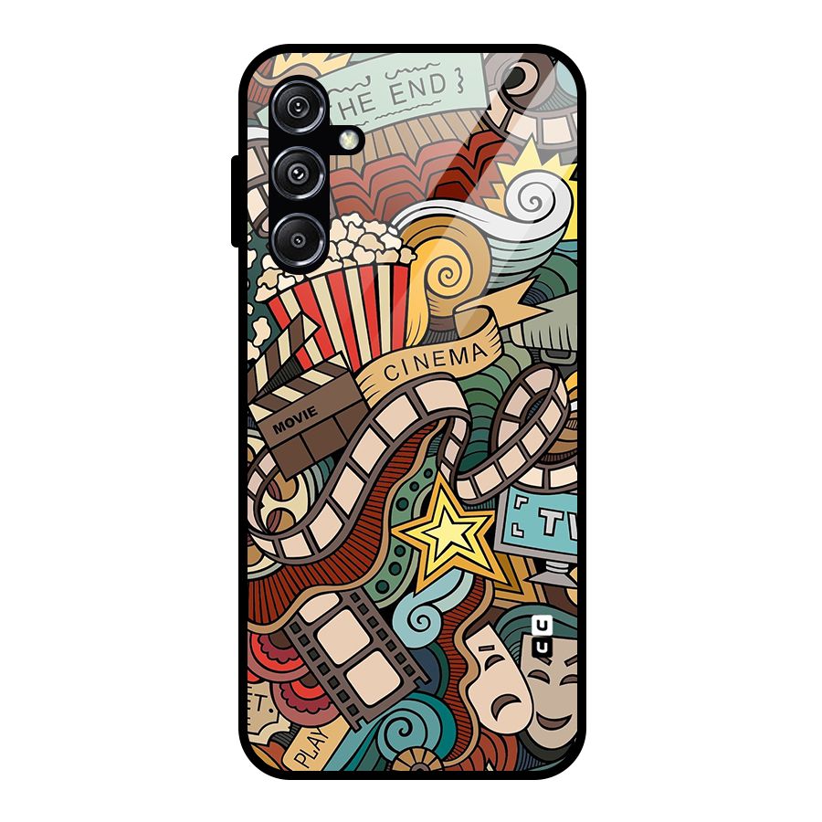 Retro Doodle Art Glass Back Case for Galaxy M34 5G