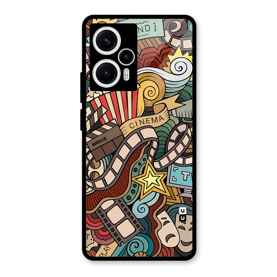 Retro Doodle Art Glass Back Case for Poco F5
