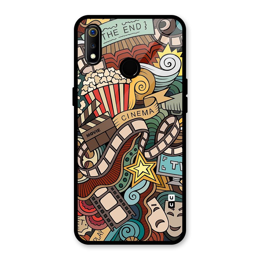 Retro Doodle Art Glass Back Case for Realme 3i