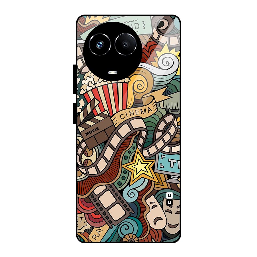 Retro Doodle Art Glass Back Case for Realme Narzo 60X