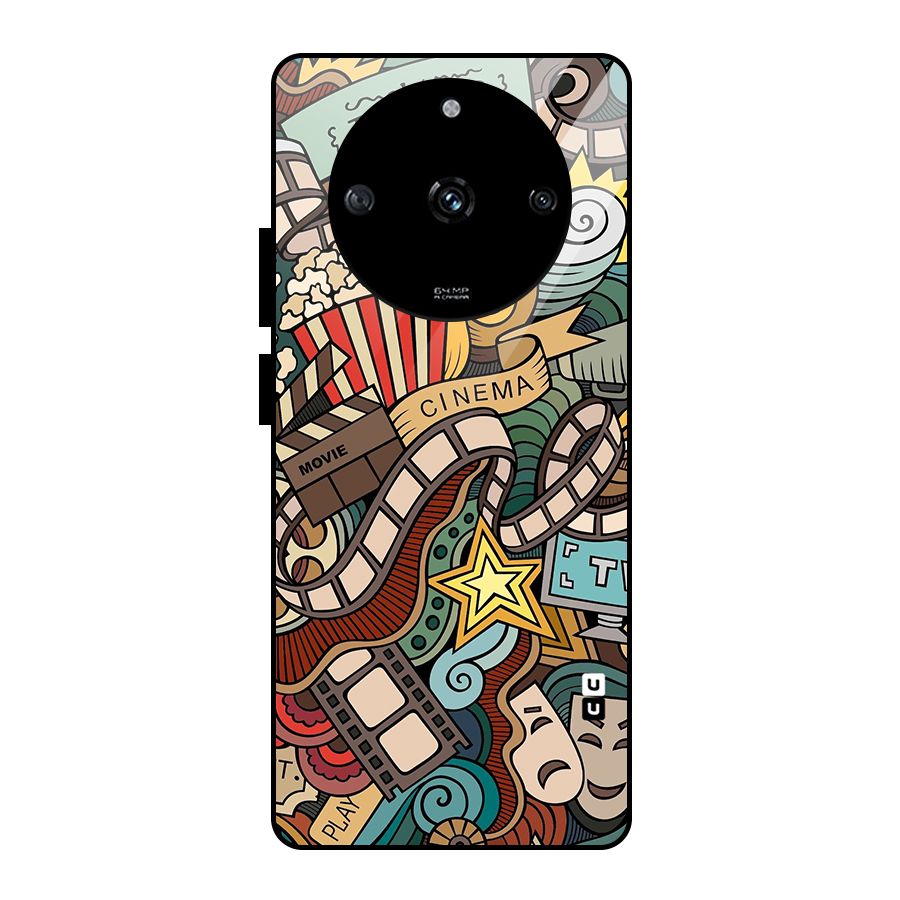 Retro Doodle Art Glass Back Case for Realme Narzo 60 5G
