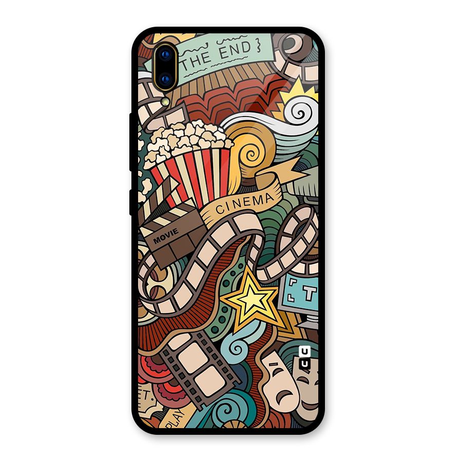 Retro Doodle Art Glass Back Case for Vivo V11 Pro