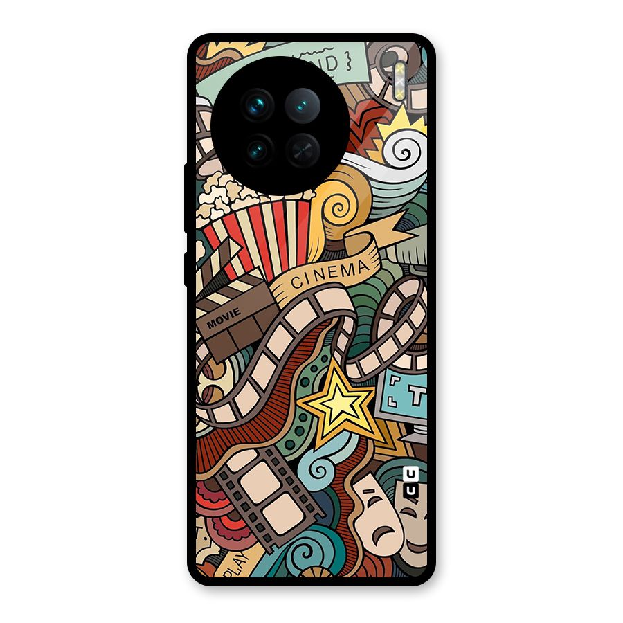 Retro Doodle Art Glass Back Case for Vivo X90