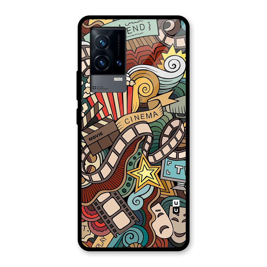 Retro Doodle Art Glass Back Case for iQOO 9 5G