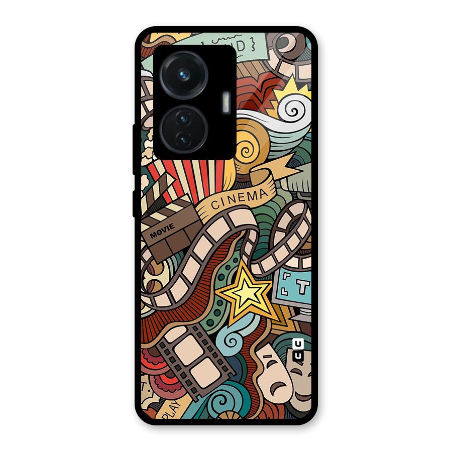 Retro Doodle Art Glass Back Case for iQOO Z6 44W