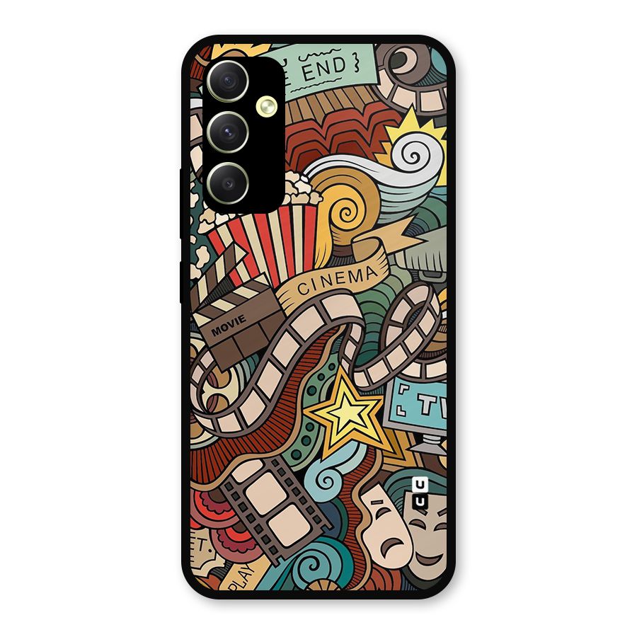 Retro Doodle Art Metal Back Case for Galaxy A34
