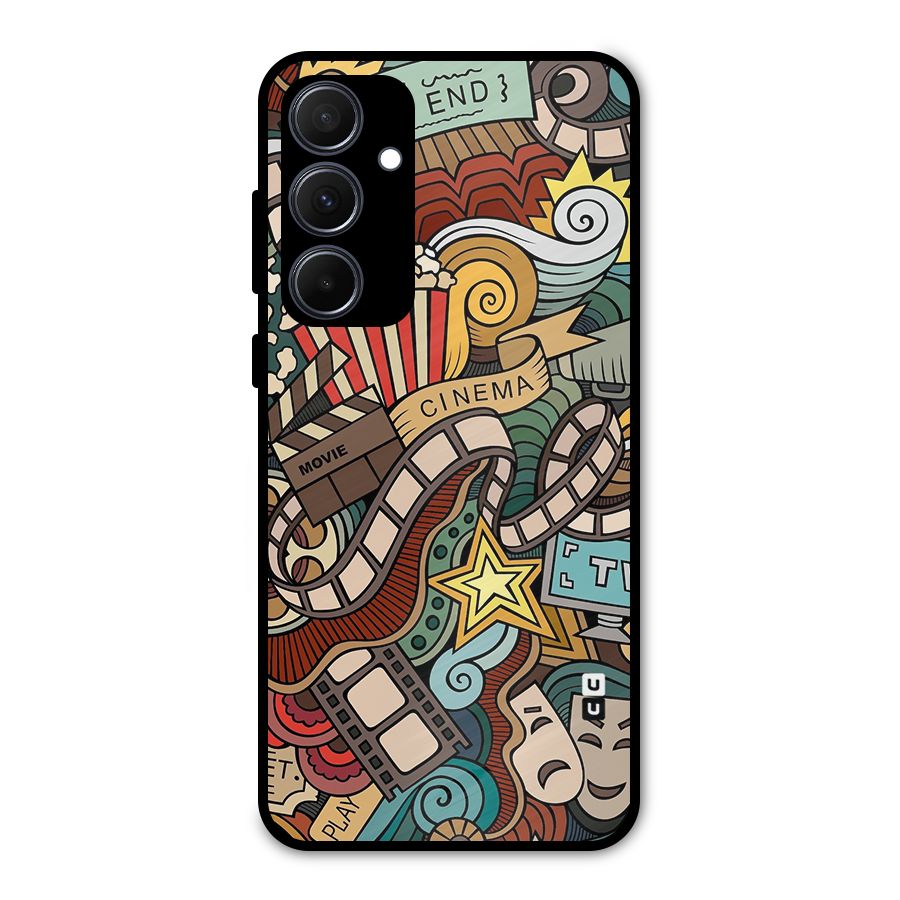 Retro Doodle Art Metal Back Case for Galaxy A35