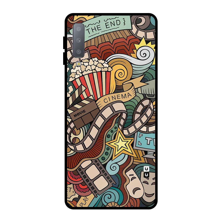 Retro Doodle Art Metal Back Case for Galaxy A7 (2018)
