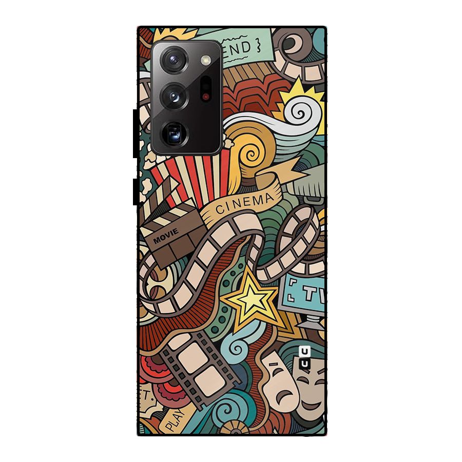 Retro Doodle Art Metal Back Case for Galaxy Note 20 Ultra