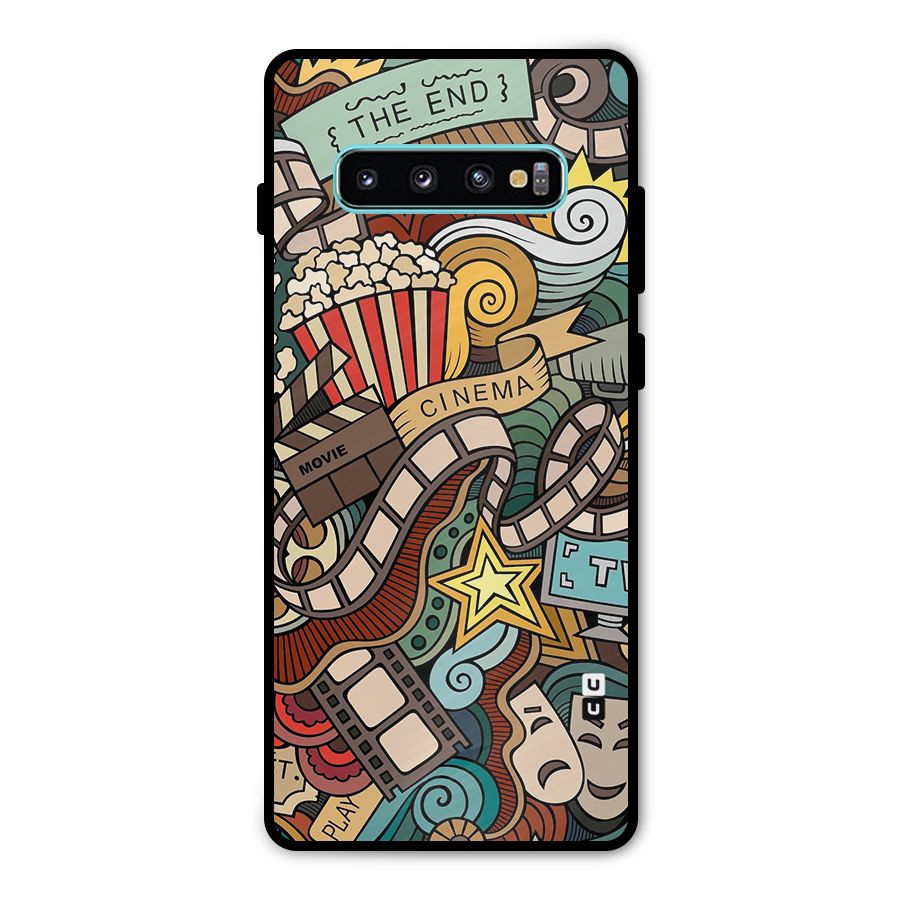 Retro Doodle Art Metal Back Case for Galaxy S10 Plus