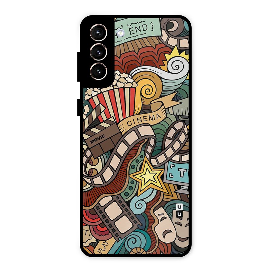 Retro Doodle Art Metal Back Case for Galaxy S21 Plus