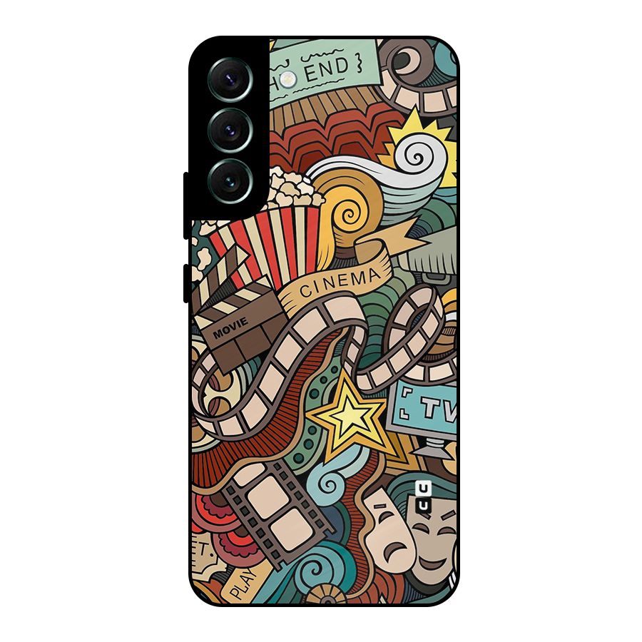 Retro Doodle Art Metal Back Case for Galaxy S22 Plus 5G