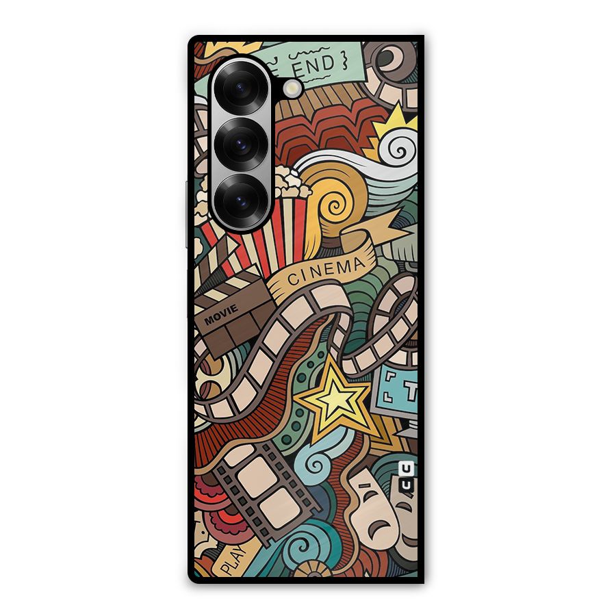 Retro Doodle Art Metal Back Case for Galaxy Z Fold6