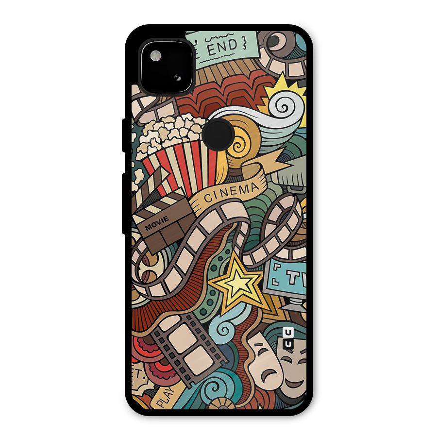 Retro Doodle Art Metal Back Case for Google Pixel 4a