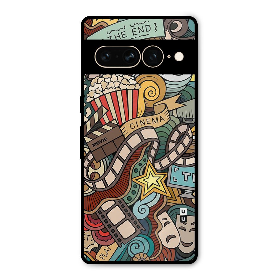 Retro Doodle Art Metal Back Case for Google Pixel 7 Pro