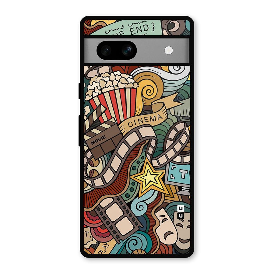 Retro Doodle Art Metal Back Case for Google Pixel 7a