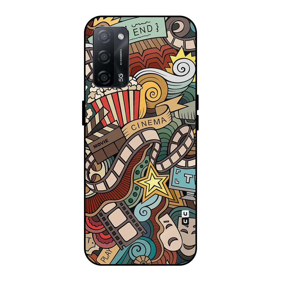 Retro Doodle Art Metal Back Case for Oppo A53s 5G